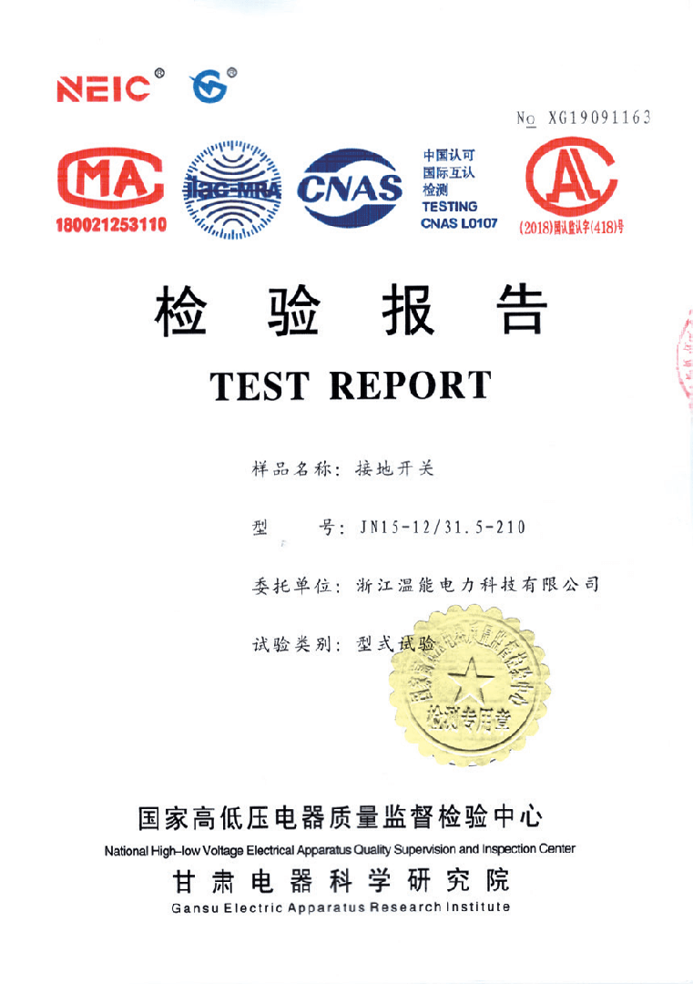 接地開關(guān)檢驗報告